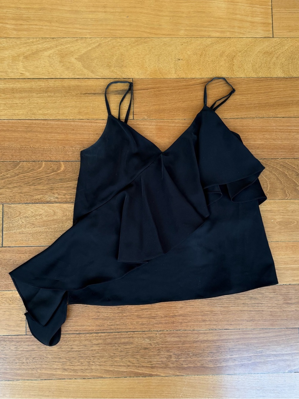 Women's Black Ruffle Cami Top